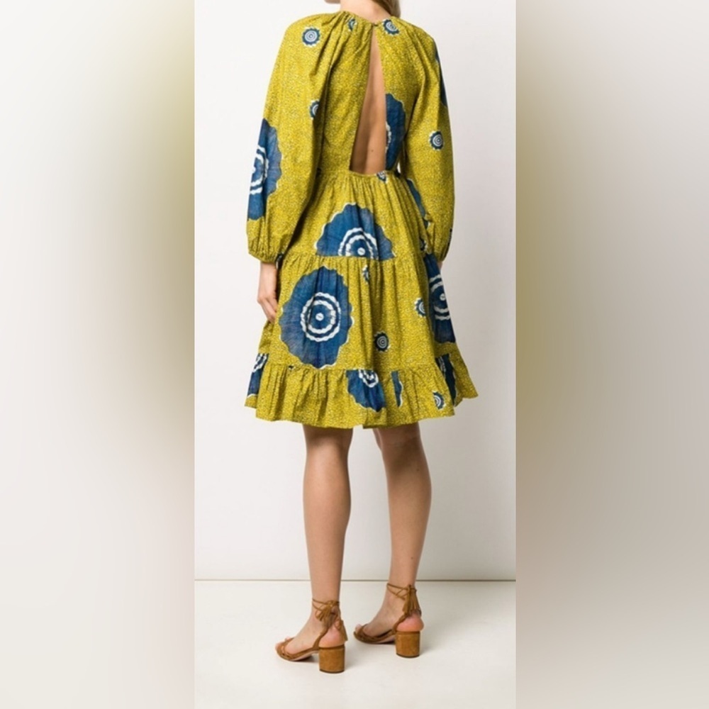 Ulla Johnson Sz 2 Emelyn 100% Cotton Dress Puff Sleeve Bold Print Wedding Event - Picture 3 of 16